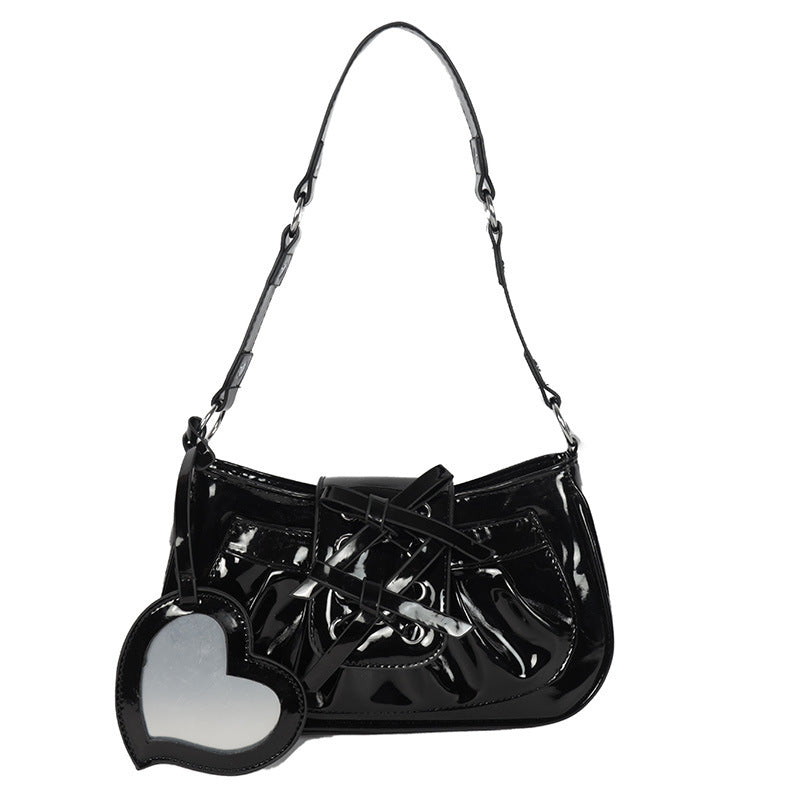Women's Cute Girl Patent Leather Bow Single Shoulder Bag
