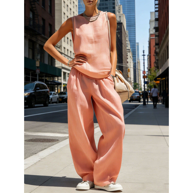 Womens Sleeveless Top And Pants Two-piece Set