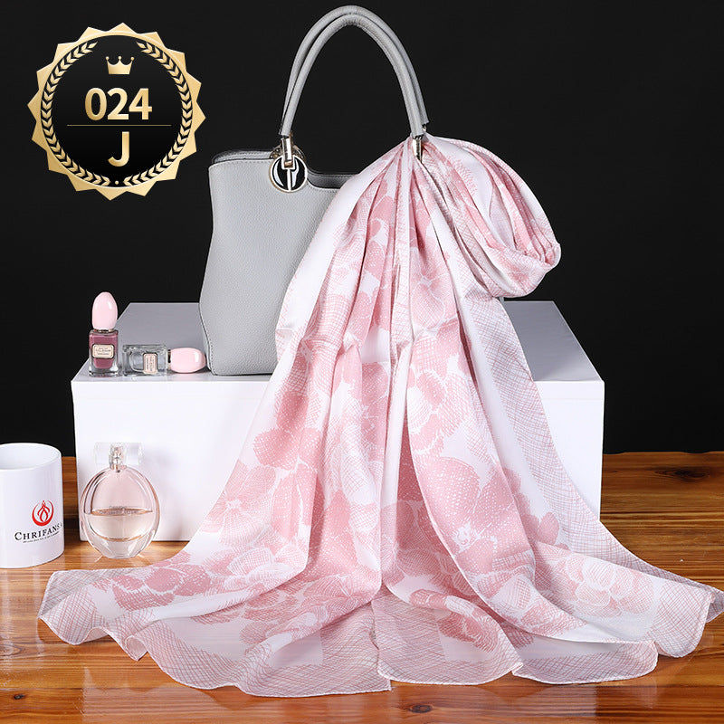 Women's autumn and winter shawl plain crepe satin scarf
