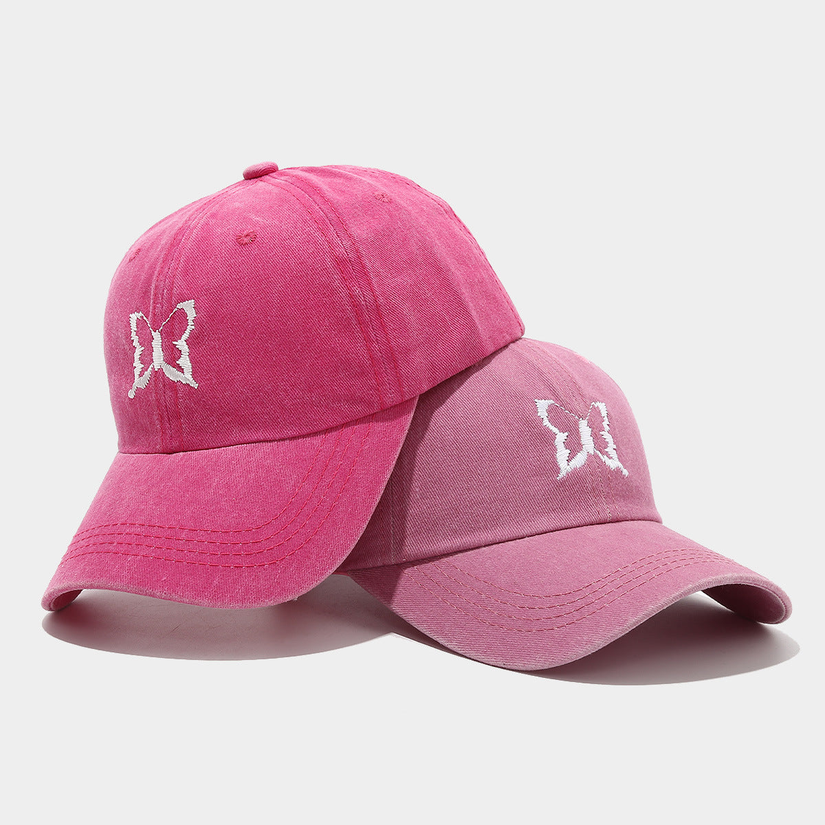 Soft Top Casual Peaked Cap Butterfly Embroidered Sun Hat