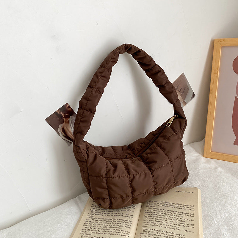 Lingge Embroidery Underarm Bag Niche Design Simple Dumpling Bag