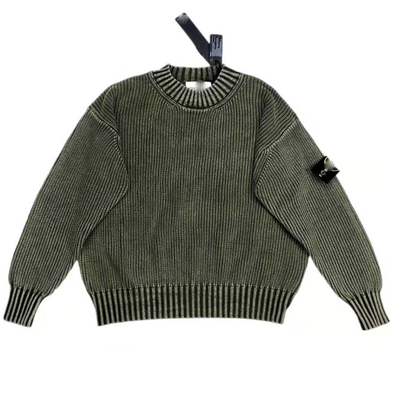 Heavy Industry Tie-Dye Pullover Round Neck Thickened Men's Sweater
