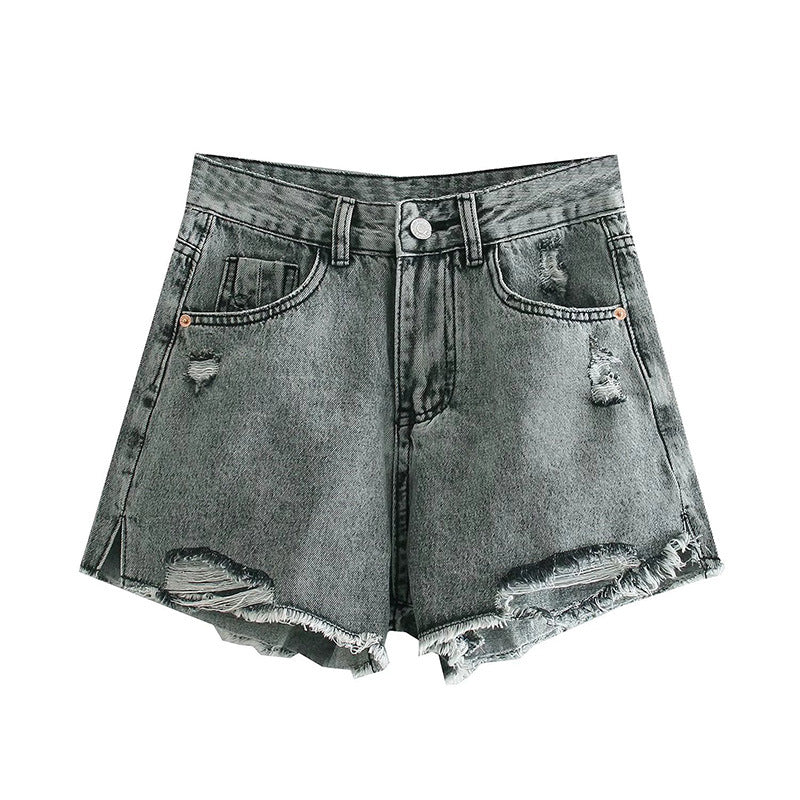 FashionWomen's Ripped High Waist Denim Shorts