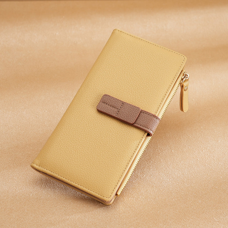 Long Multiple Card Slots Zipper Bag Buckle Korean Style High Sense Women's Wallet