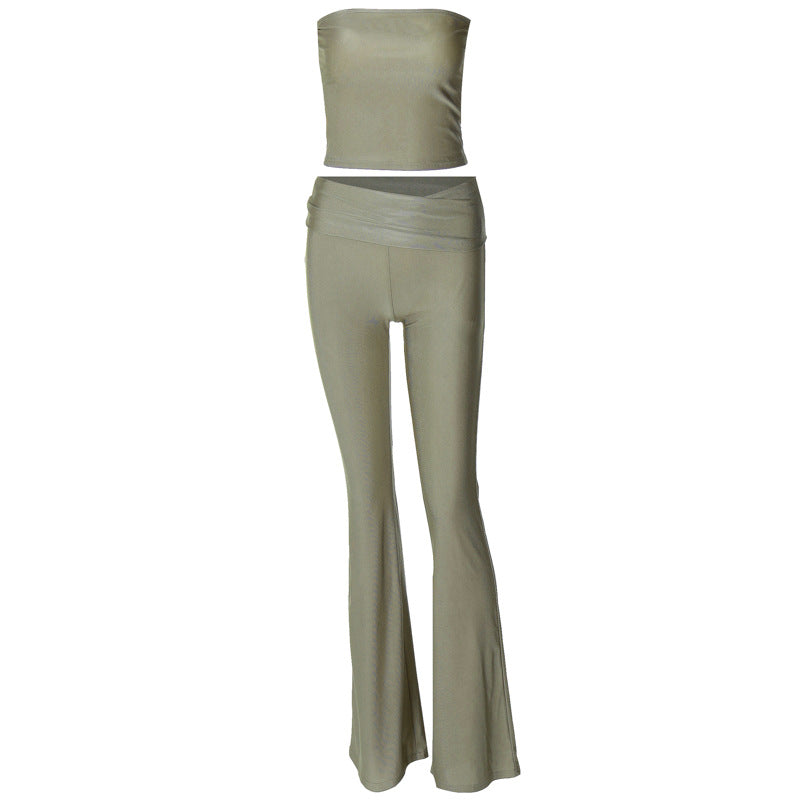 Tube Top And Slim-fit Pants Womens Set