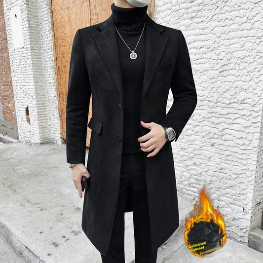 Cotton-Padded Thickened Single-Breasted Solid-Color Coat