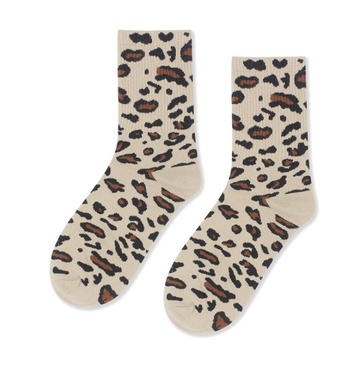 Leopard socks, female leopard, personality, tide, autumn and winter, Korean version, stockings