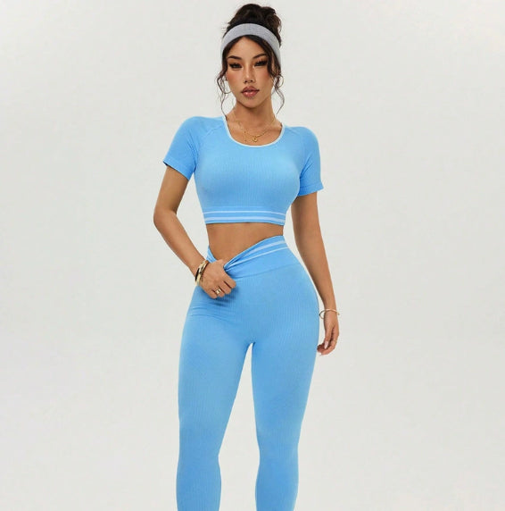 FallWinter European And American Color-Block Yoga Clothing Set