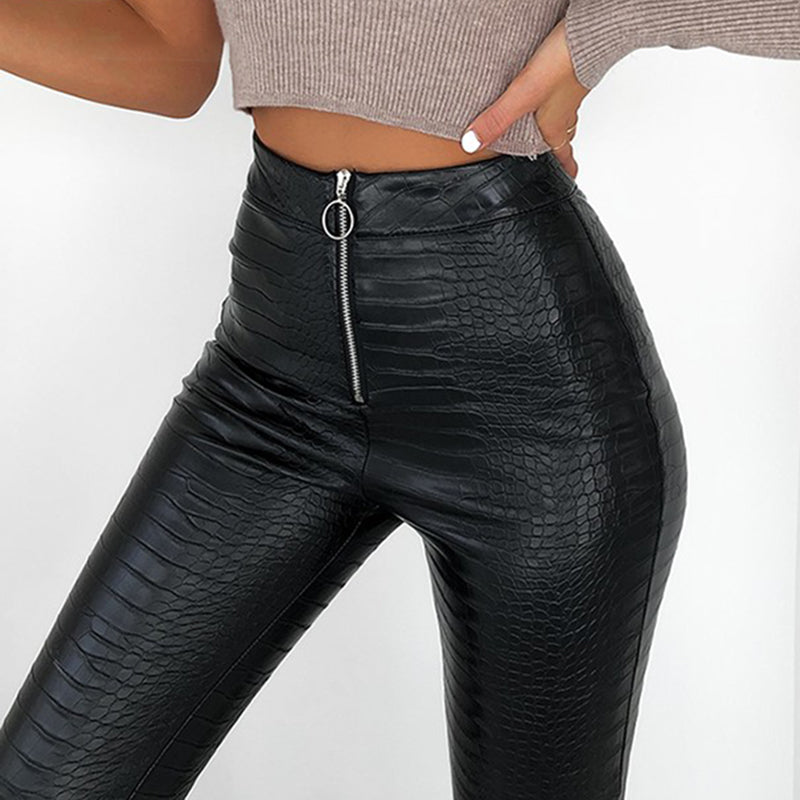 PU leather  zip leggings