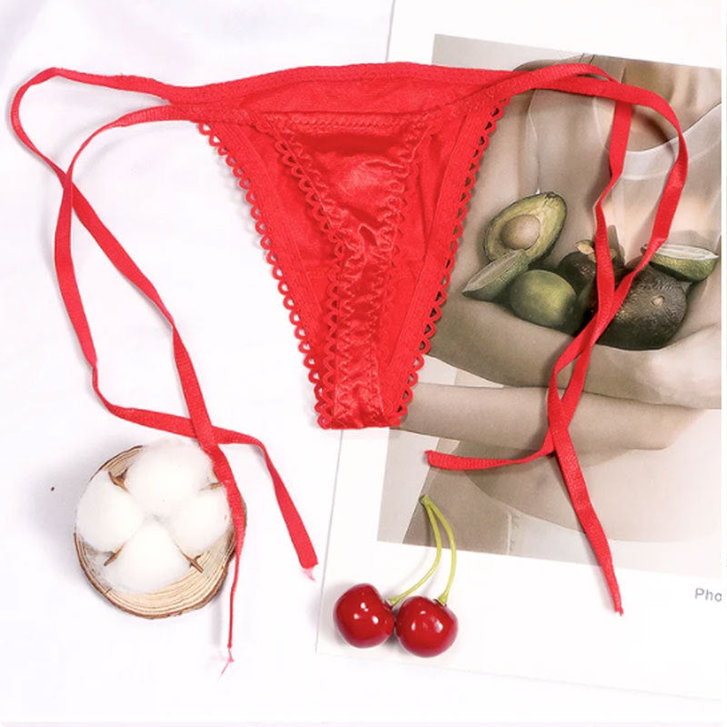 Women's Transparent Low Waisted Lace Up Thong