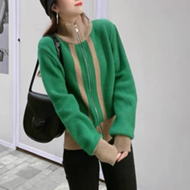 Women's Loose Temperament Korean-style Stand Collar Cardigan