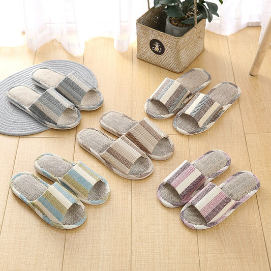 Home Cotton And Numb Floor Striped Slippers