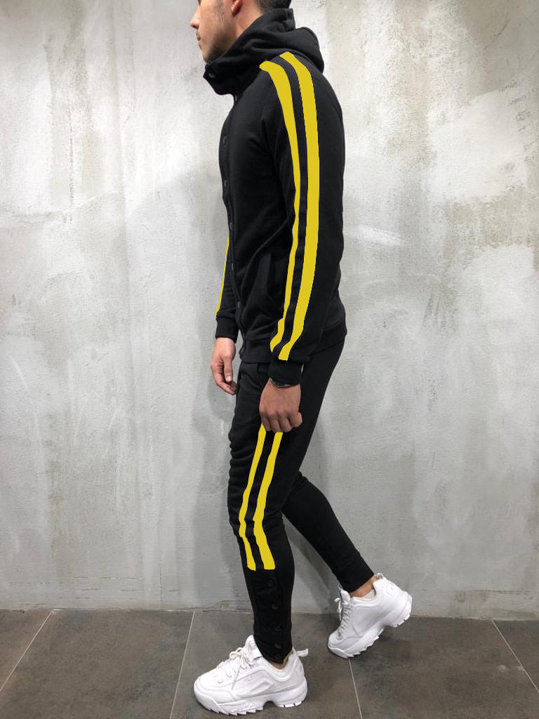 Hooded button cardigan men's sports