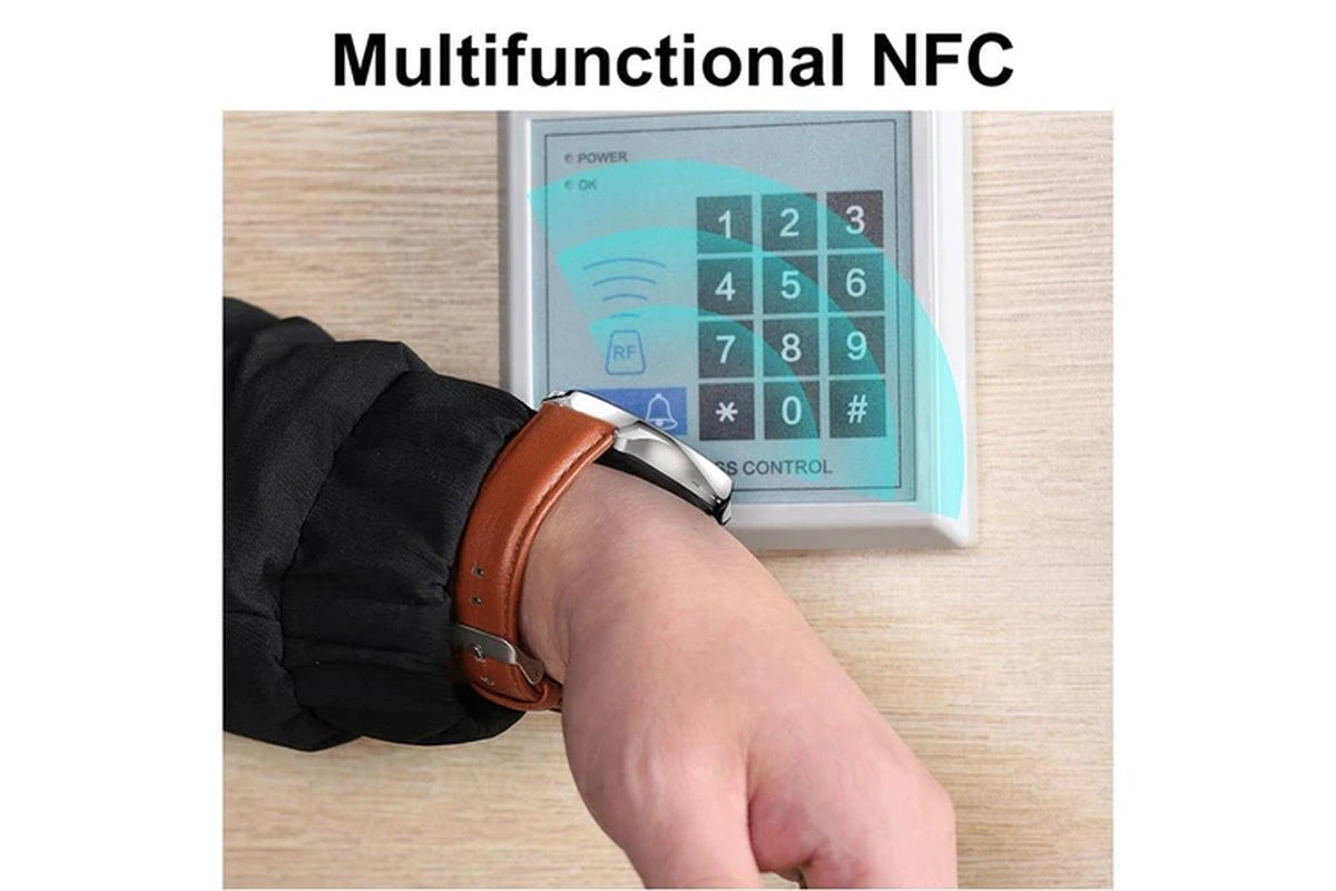 New NFC Bluetooth Call Smart Watch Men 390*390 HD Pixel Display Screen Sports Fitness Tracker AMOLED Clock Men Smartwatch - Silver Mesh Belt