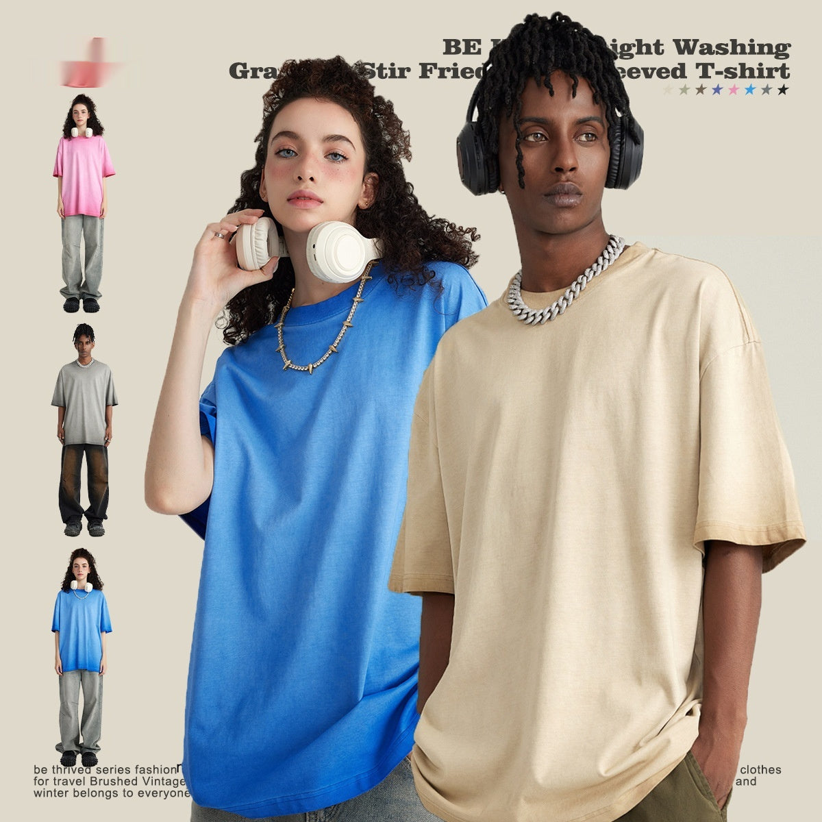 Retro Dopamine Round Neck Cotton Short Sleeve