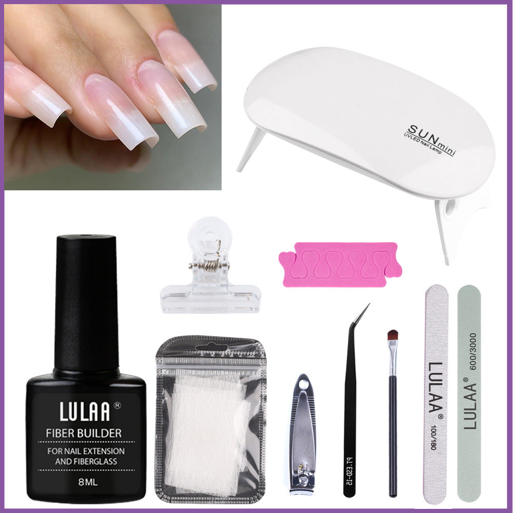 Manicure Sæt med gennemsigtig fiberforlængerlim