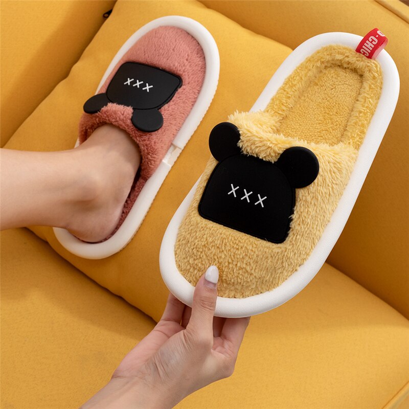 Cartoon couple warm Baotou cotton tow male autumn