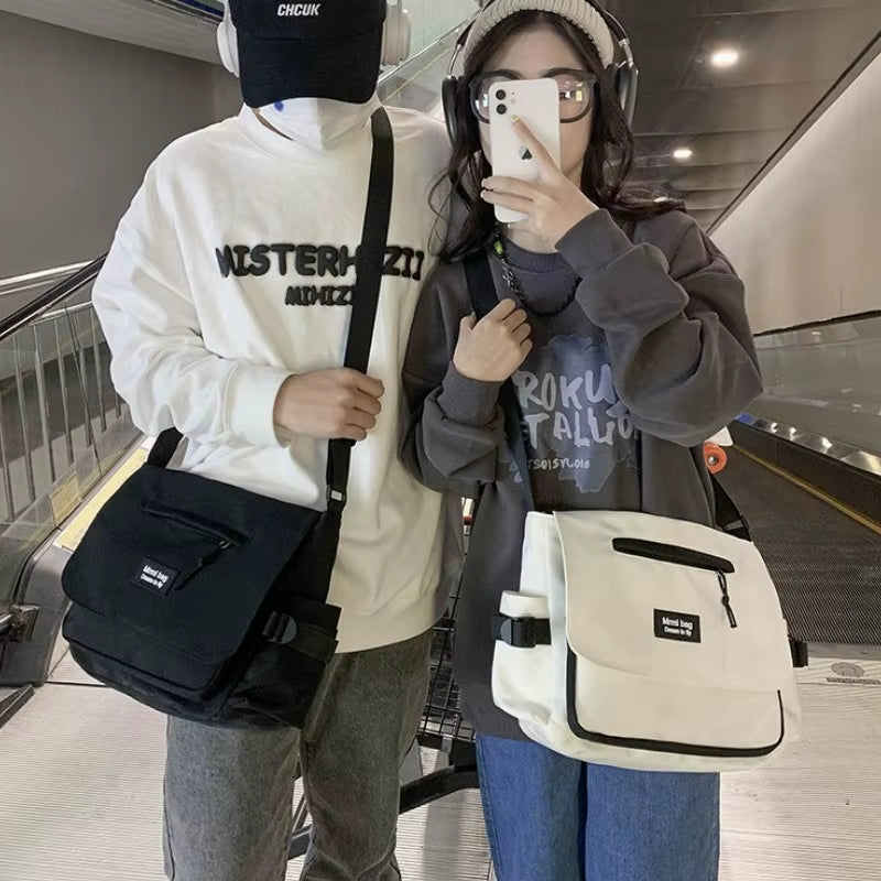 Large Capacity Canvas Crossbody Sling Shoulder Bag for Men - Versatile Messenger Bag for School and Daily Use