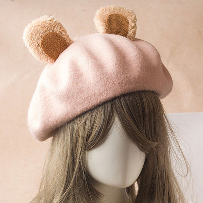 Lolita Bear Ear Beret Biscuits Female Japanese Handmade