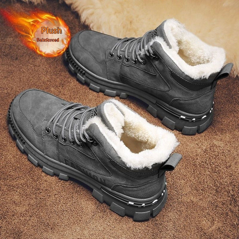 New Mens Fleece-lined Thickened Warm Cotton Shoes