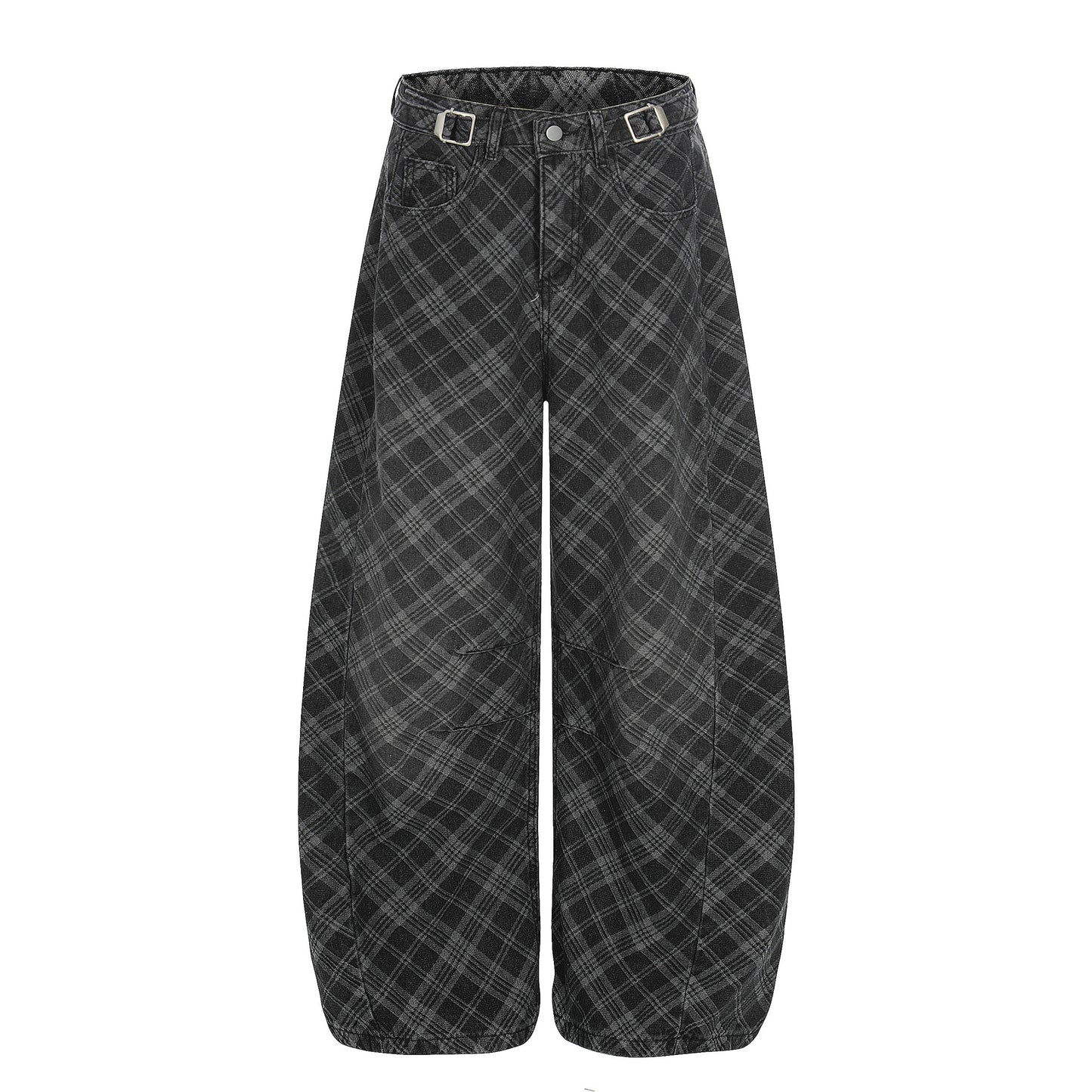 Womens Stylish Washed Trendy Plaid Casual Pants