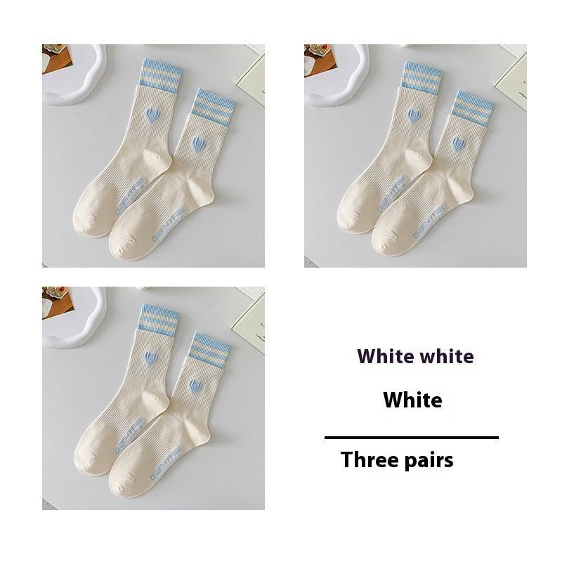 Women's Patchwork Striped Printed Mid Length Socks