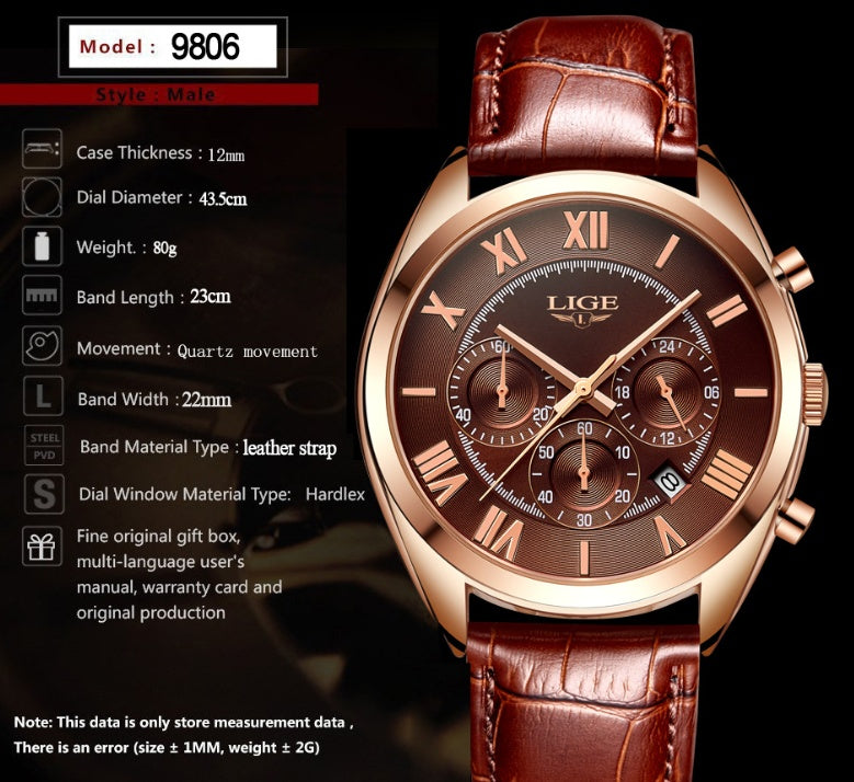 Quartz watch with waterproof belt