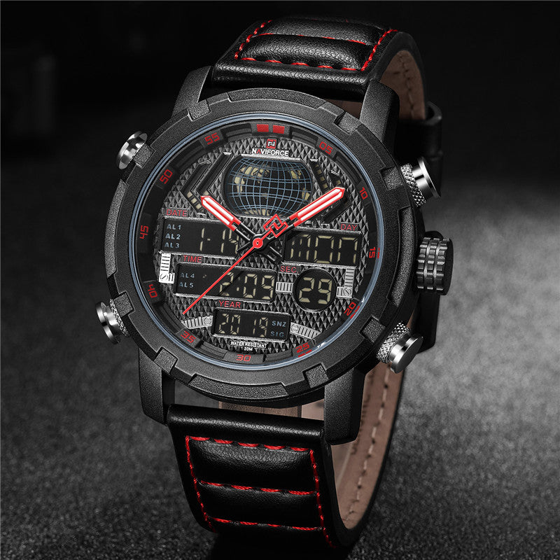 Men's sports double display movement multi-function watch
