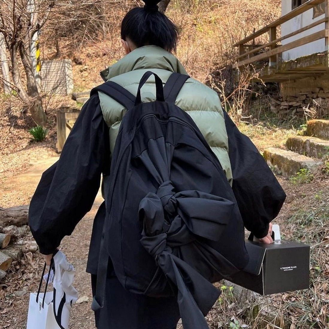 Lace-up Backpack Daily Practical Large Capacity