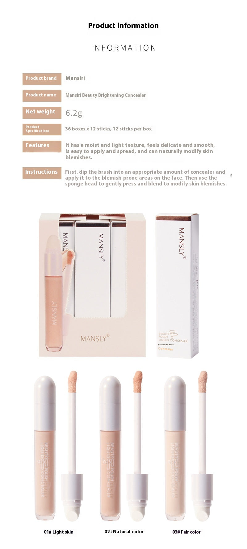 Double-headed Liquid Concealer Get Sponge Head Moisturizing Decoration