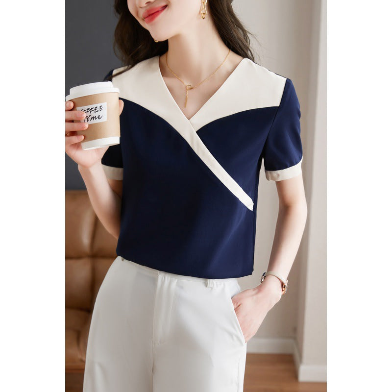 Summer New Shirt Loose V-neck Chiffon Top