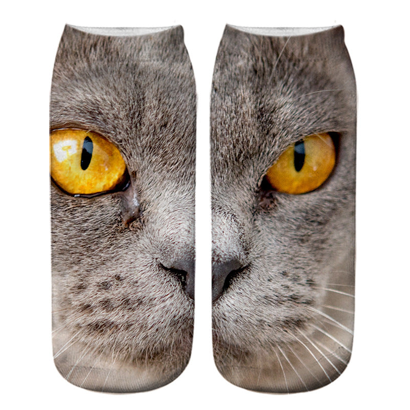 Cat Eye 3D Printing Heat Transfer Short Socks