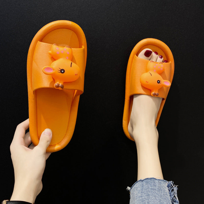 Soft Bottom Bathroom Cartoon Couple Wearing Sandals And Slippers Outside