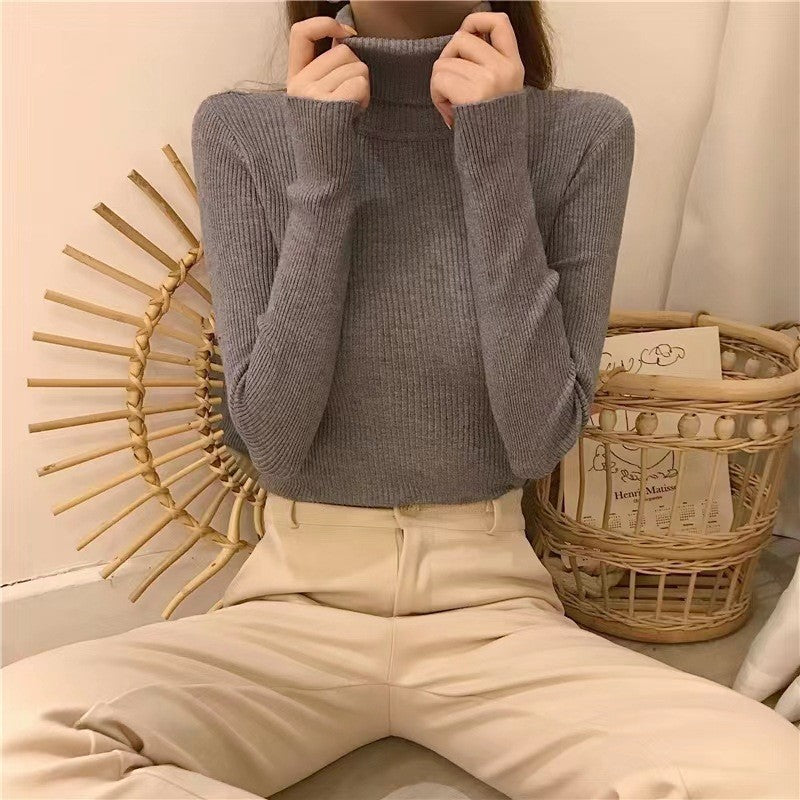 Half High Collar Inner Lining Bottom Sweater Slim Fit Fit Long Sleeved Sweater