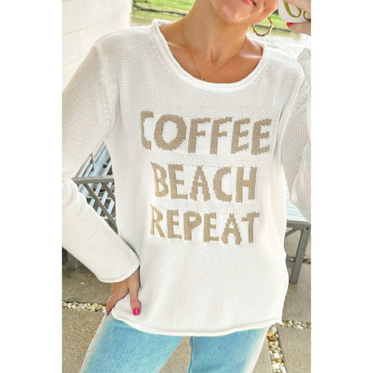 European And American Leisure All-match Letters Printed Loose Long Sleeves Sweater For Women
