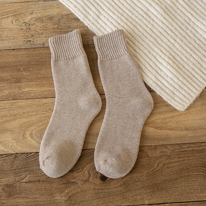 Solid - Color Loop In - Tube Imitation Rabbit - Wool Socks