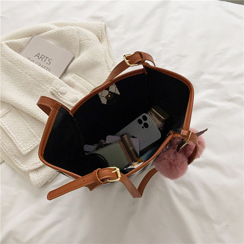 Winter Plaid Shoulder Bag Casual Handbag