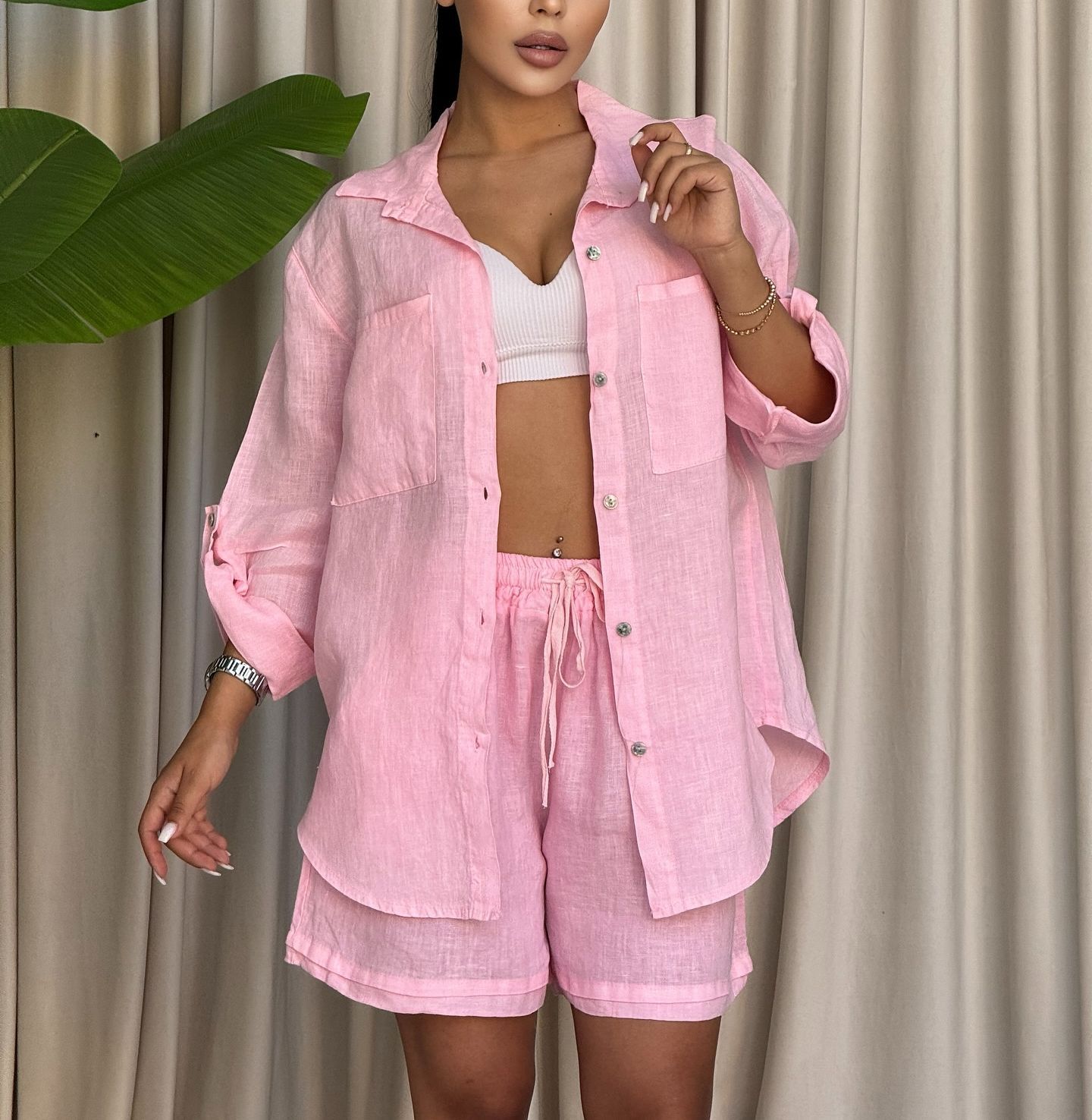 AutumnWinter Long Sleeve Shirt And Loose Pants Two Piece Set