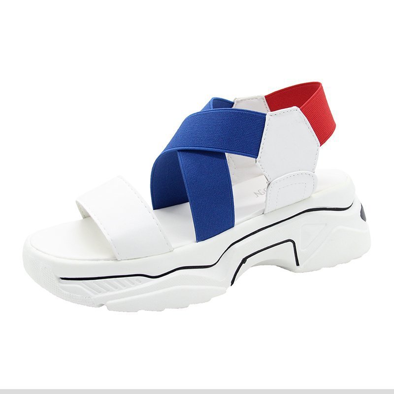 Color-blocking Crossover Simple Beach Sandals For Outer Wear