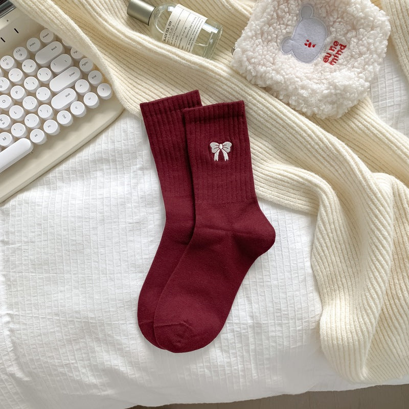 Korean Style Good-looking Sweat-absorbent Angola Red Socks