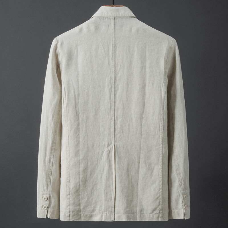 Summer Solid Color Linen Men's Spring Youth Slim Fit Fashion Casual Jacket