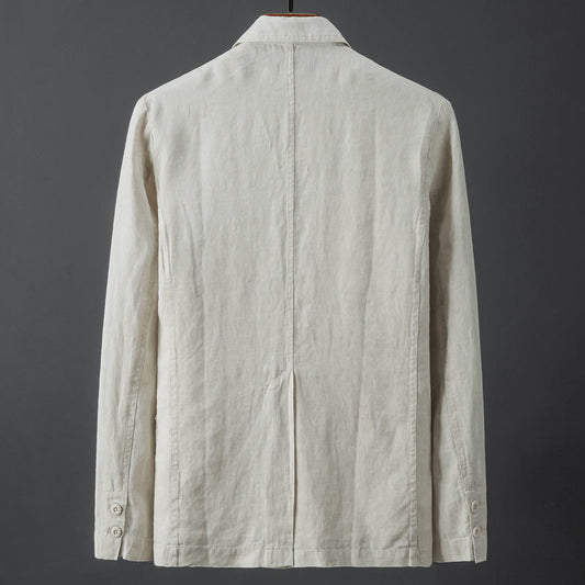 Summer Solid Color Linen Men's Spring Youth Slim Fit Fashion Casual Jacket
