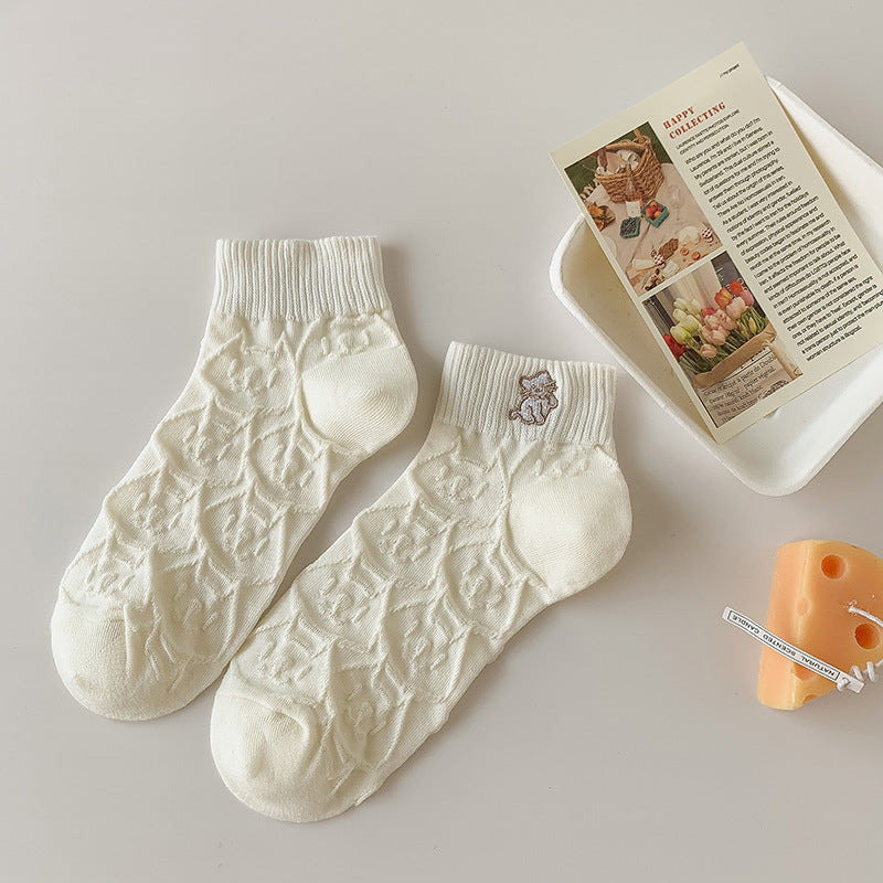 Japanese Cute Ins Trendy White Low-top Socks