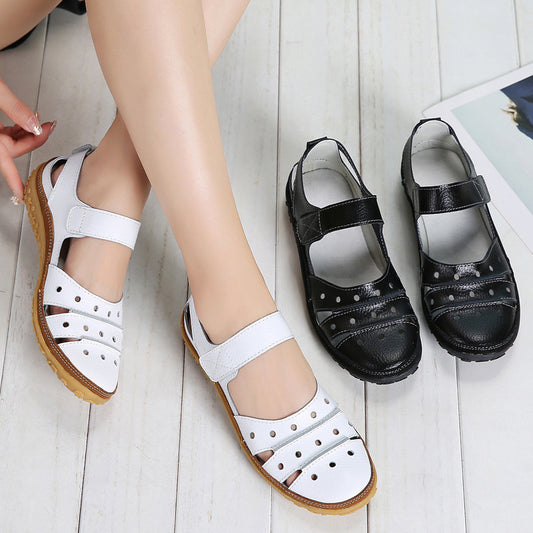 Sandals hollow hole shoes leather peas shoes