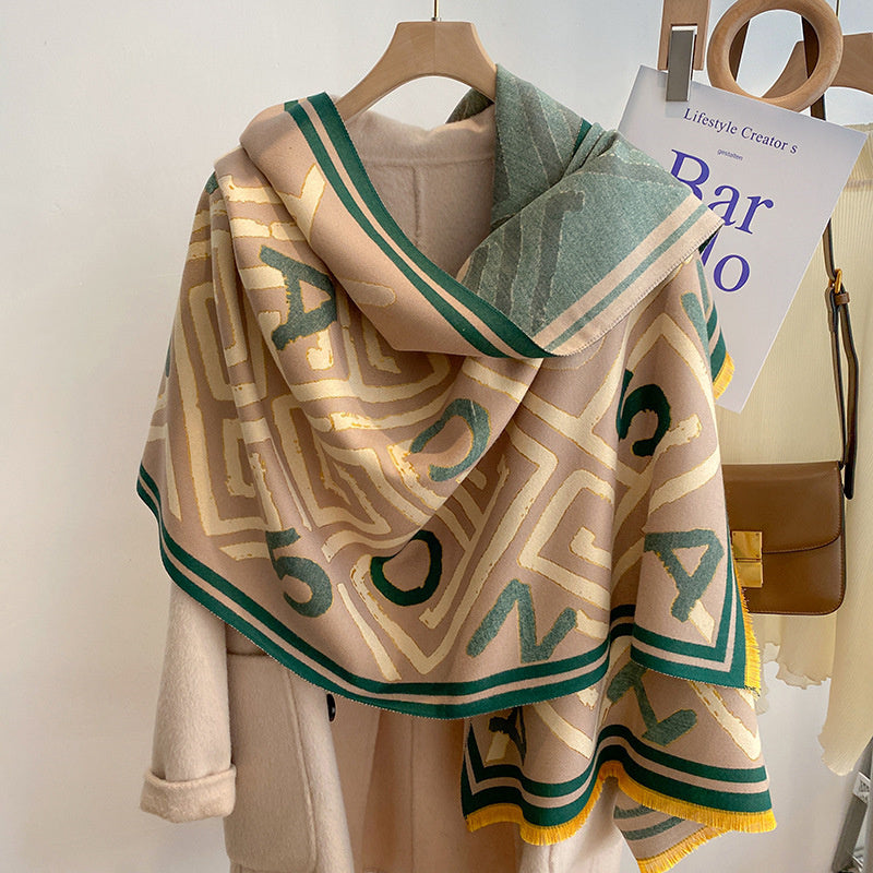 Women's Simple Thickened Warm Reversible Scarf