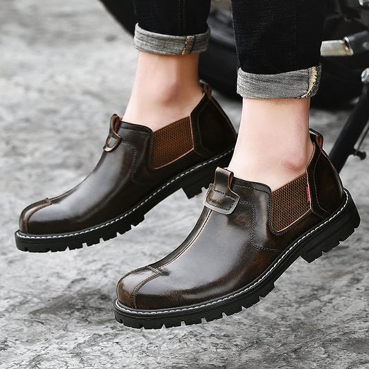 Casual workwear men's big head leather shoes
