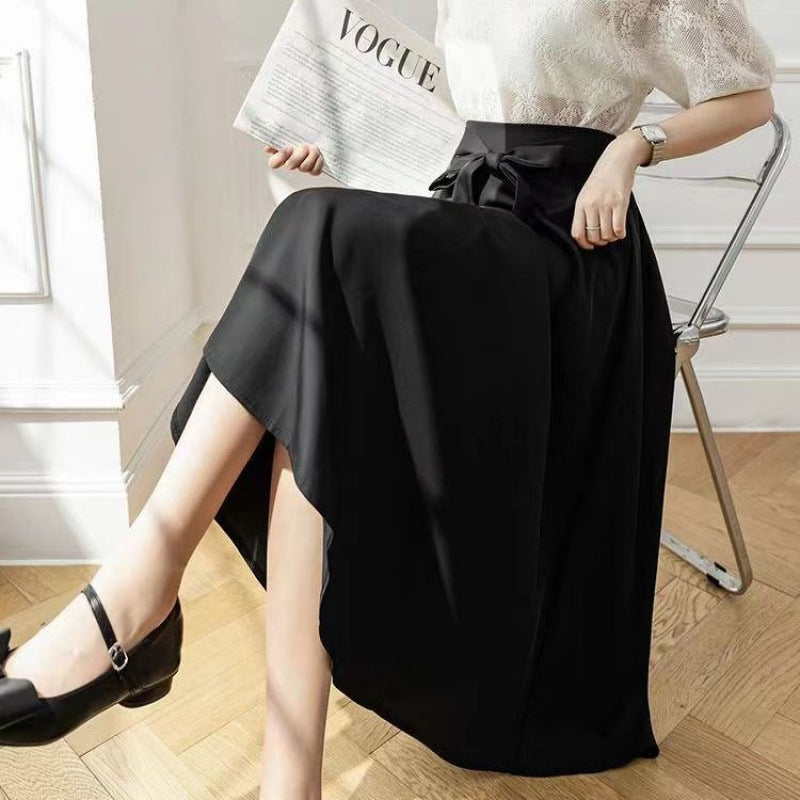 Line Skirt Draping Large Hem Mid-length Skirt