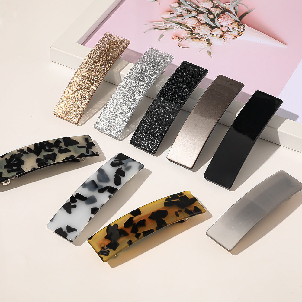 Square Grip Acetate Acrylic Spring Clip Hair Accessory