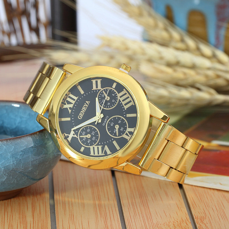 Quartz watch with steel strap