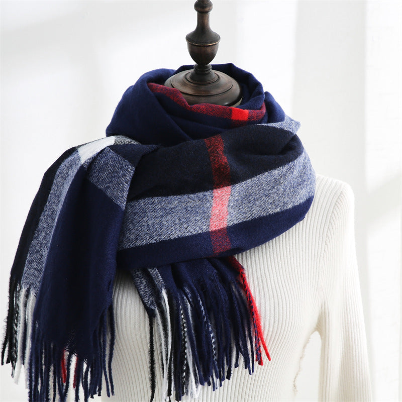 Imitation Cashmere Scarf Sweet Striped Shawl To Keep Warm